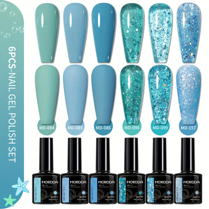 MORDDA 6pcs 6ml High Gloss Gel Nail Polish