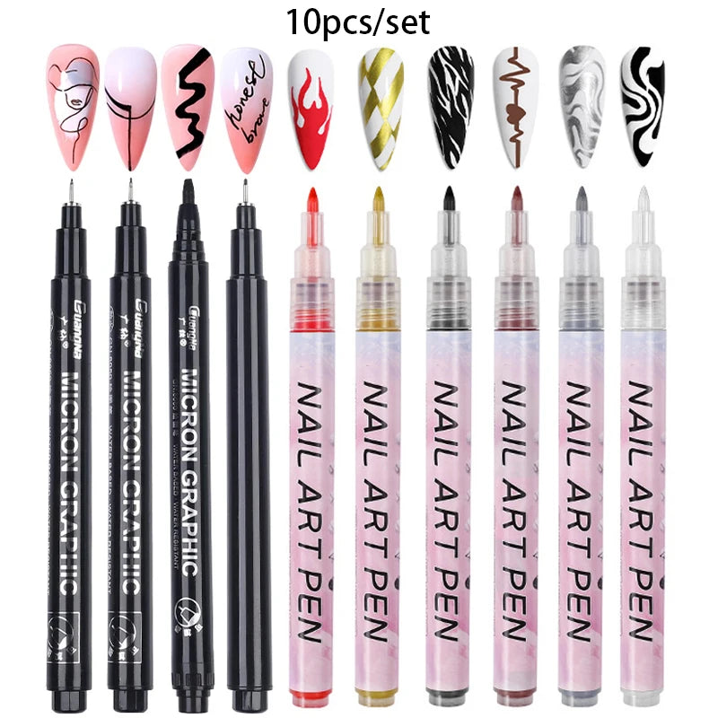 1 Set Nail Art Drawing Pen DIY 3D Abstract Line for Nail Art