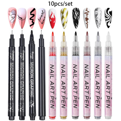 1 Set Nail Art Drawing Pen DIY 3D Abstract Line for Nail Art