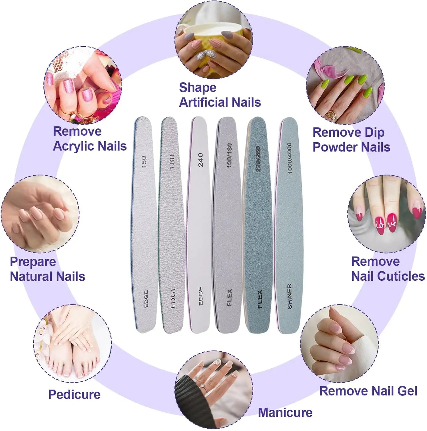 Professional Nail File and Buffer Set 6Pcs