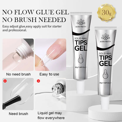 BORN PRETTY 30ml Solid Nail Tips Gel with 24Pcs