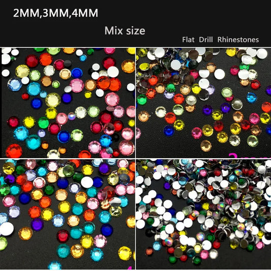 Mix Size Nail Art Colorful Rhinestones