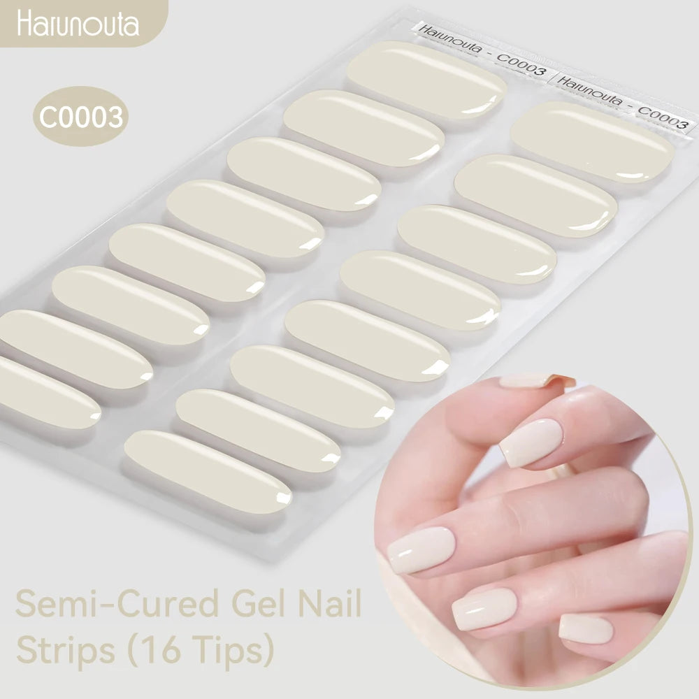 Gradient Auroras Semi Cured Sparkly Gel Nail Strips with UV/LED Nail Lamps