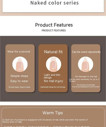 240 Nail Tips, Box of 10 Simple Wear Nail Solid Colours Press On Wearable Nails