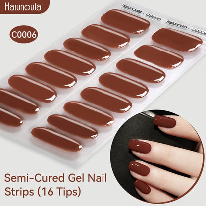 Gradient Auroras Semi Cured Sparkly Gel Nail Strips with UV/LED Nail Lamps