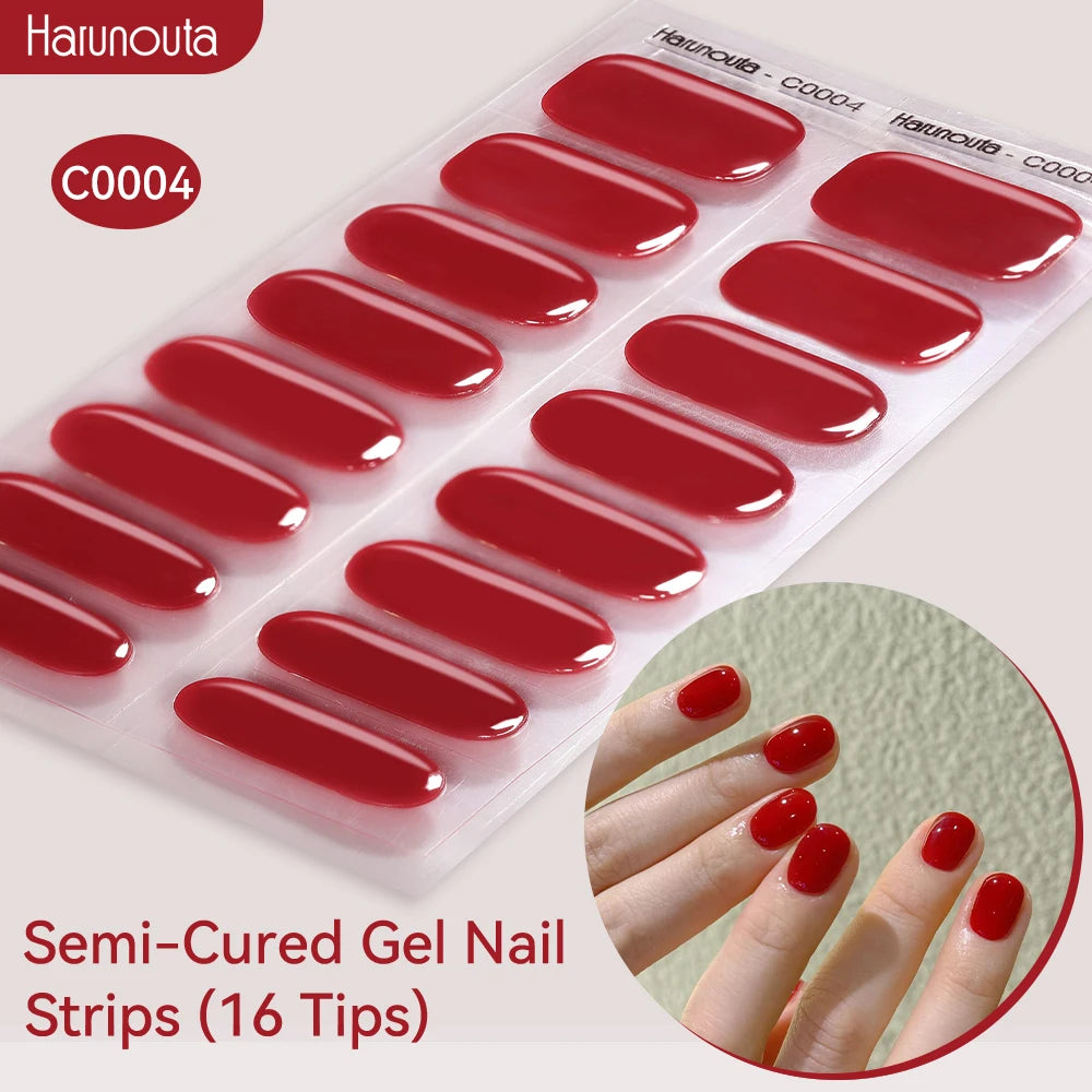 Gradient Auroras Semi Cured Sparkly Gel Nail Strips with UV/LED Nail Lamps