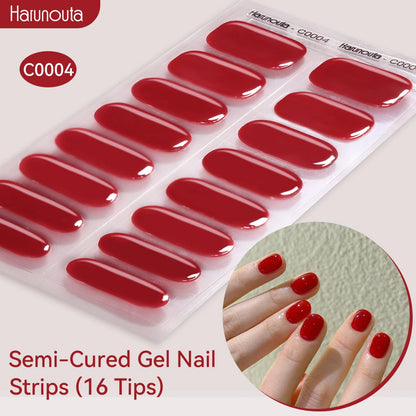 Gradient Auroras Semi Cured Sparkly Gel Nail Strips with UV/LED Nail Lamps