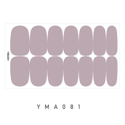 14 Nails Solid Color Simple Waterproof Nail Stickers