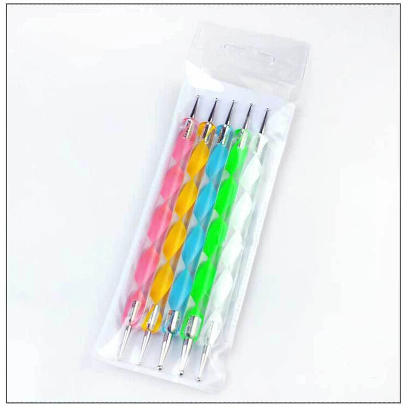 5pc Set Double Headed Nail Dotting Tool