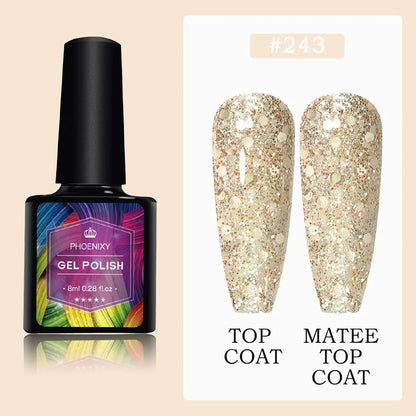 UV LED Gel Nail Polish 75 Colors Glitter 7ml