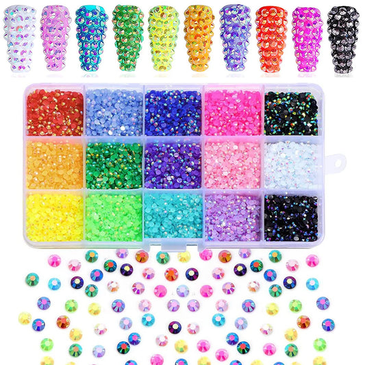 12000pcs Nail Art Rhinestones, 15 colors 3mm Flat Round