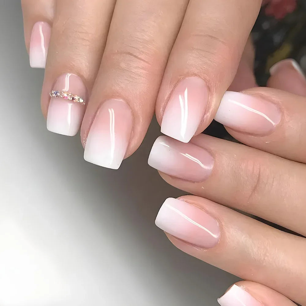 Glossy Press on French Nail Tips