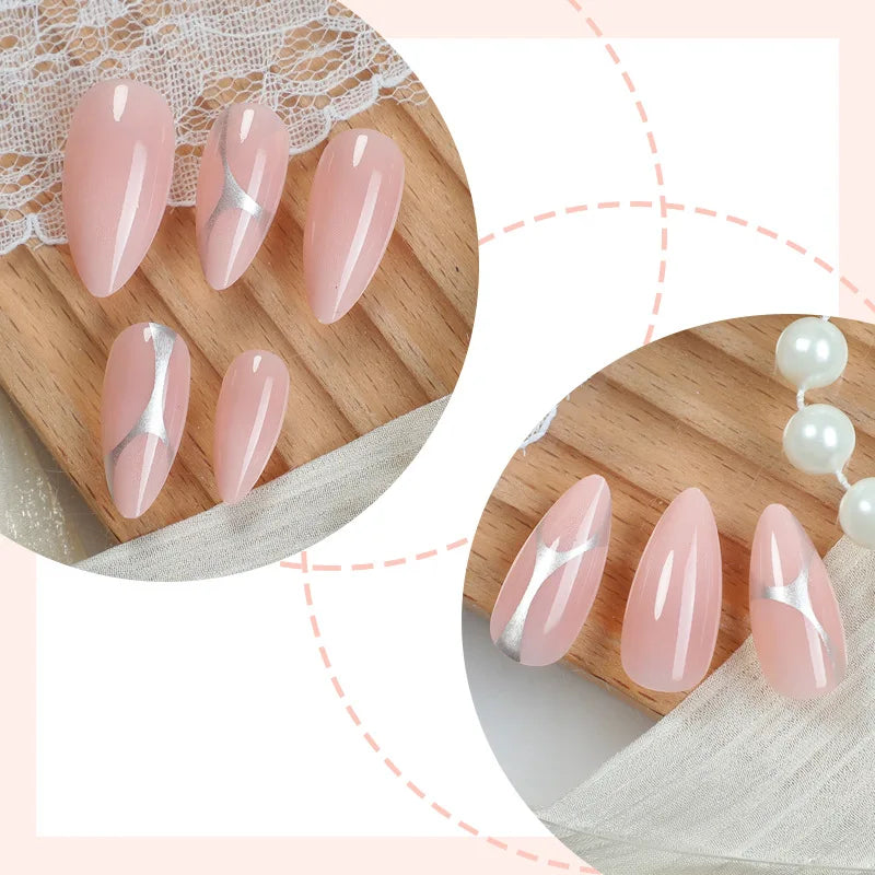 24pcs Press on Nails Medium Long Almond Shaped