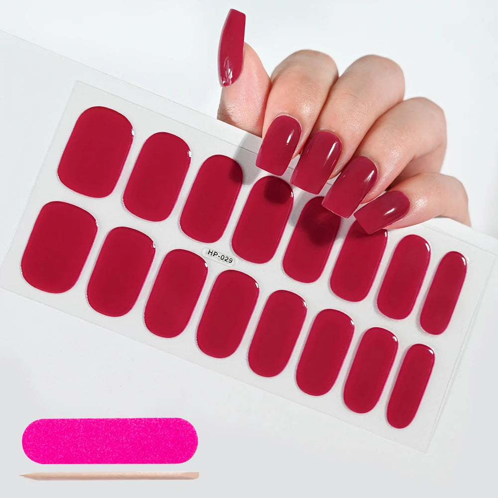 1 Sheet Semi-Cured Gel Nail Strips Waterproof Long Lasting