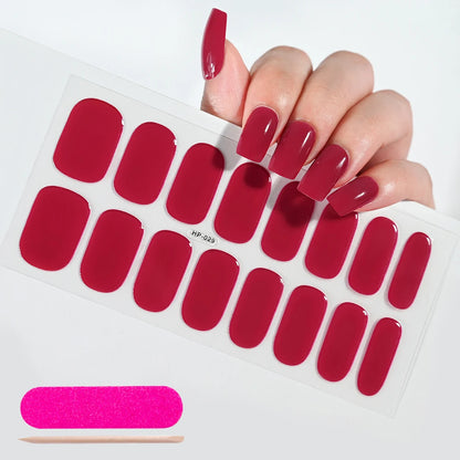 1 Sheet Semi-Cured Gel Nail Strips Waterproof Long Lasting