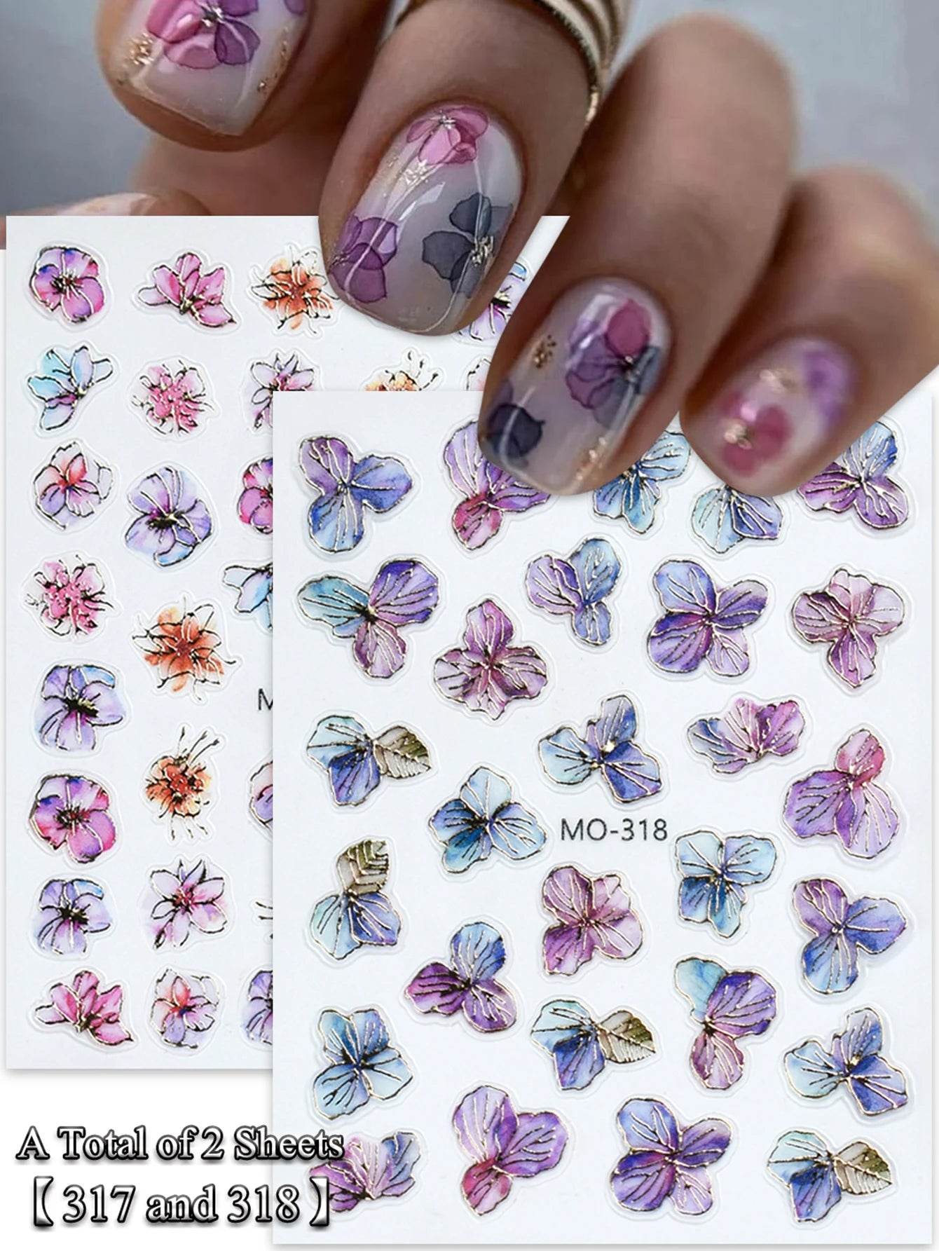 5D Floral Nail Stickers Self-Adhesive