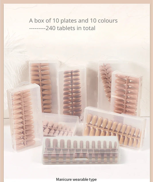 240 Nail Tips, Box of 10 Simple Wear Nail Solid Colours Press On Wearable Nails