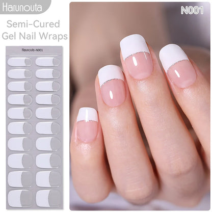 1 Sheet White French Semi-Cured Gel Nail Strips