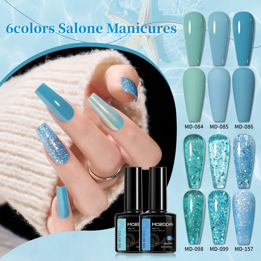 MORDDA 6pcs 6ml High Gloss Gel Nail Polish