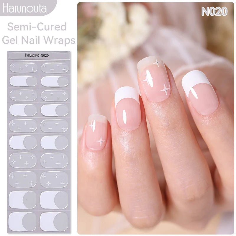 1 Sheet White French Semi-Cured Gel Nail Strips