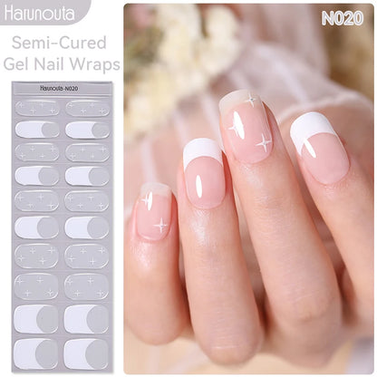 1 Sheet White French Semi-Cured Gel Nail Strips