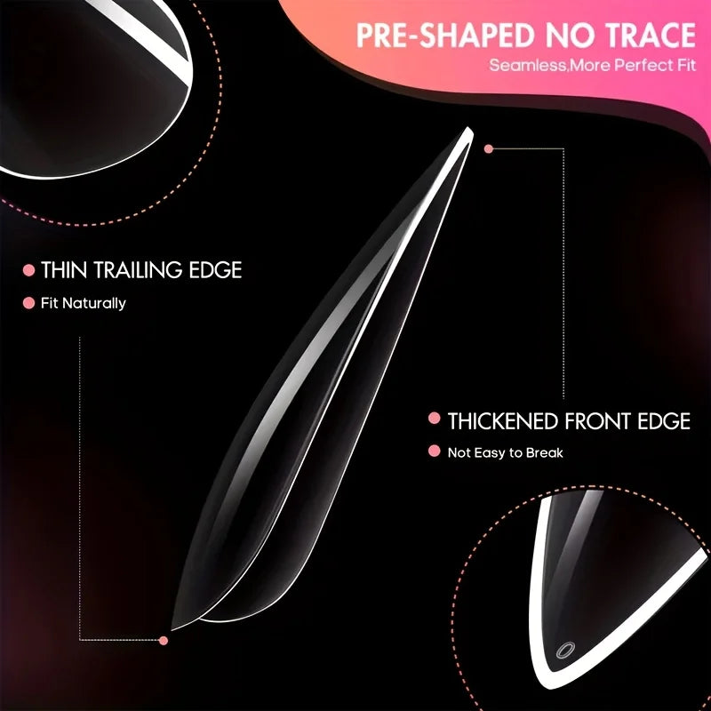 120 Pieces of Transparent Coffin/Almond/Fine High Heels/Square
