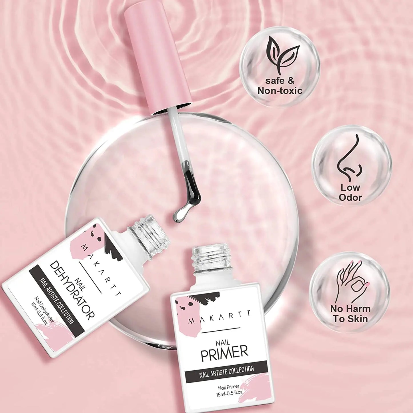 Makartt 2Pcs Gel Nail Polish Nail Prep Dehydrate & Bond Primer 15ml