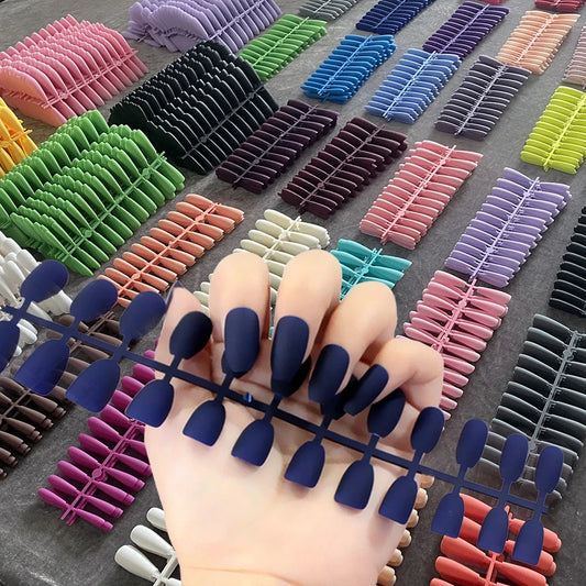 120pcs Random Colors Coffin Short Long Matte False Press on Nails