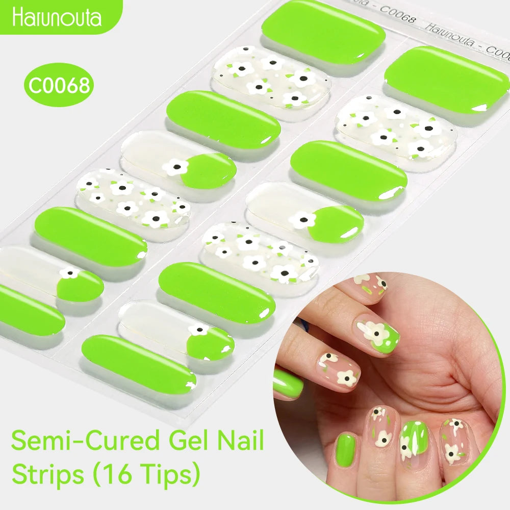Gradient Auroras Semi Cured Sparkly Gel Nail Strips with UV/LED Nail Lamps