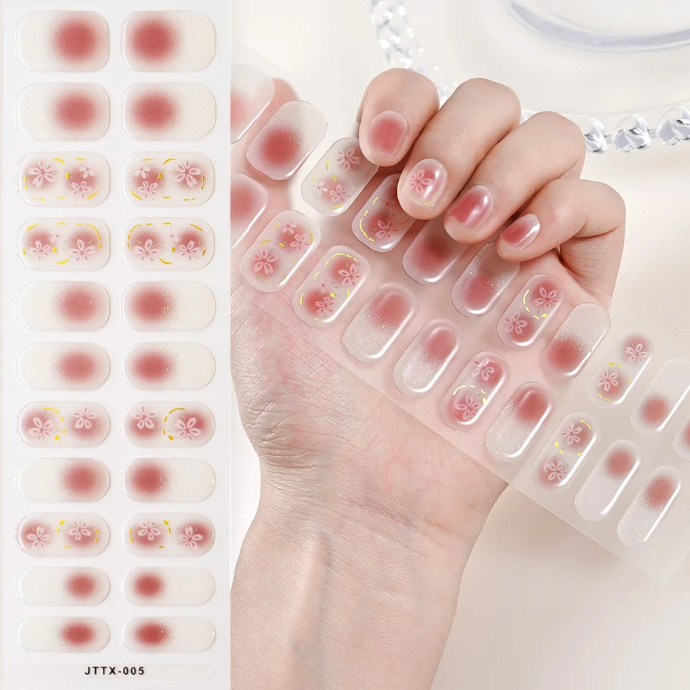 14pc Transparent Semi Cured Gel Nail Strips Nail Strengthening