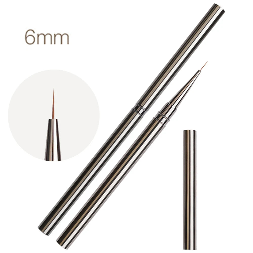 Silver Thin Nail Liner Brush 6/9/12/15/18mm