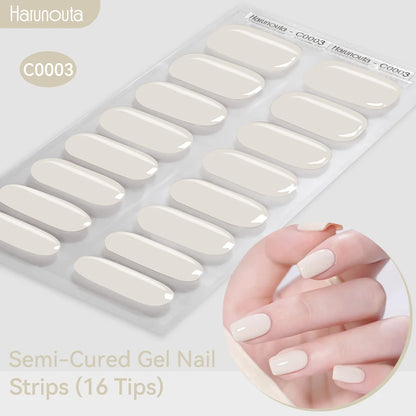 Gradient Auroras Semi Cured Sparkly Gel Nail Strips with UV/LED Nail Lamps