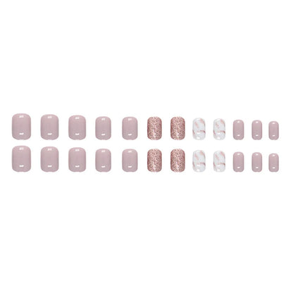 24pcs Short French Glossy Glitter Nails includes Jelly Gel and Nail File