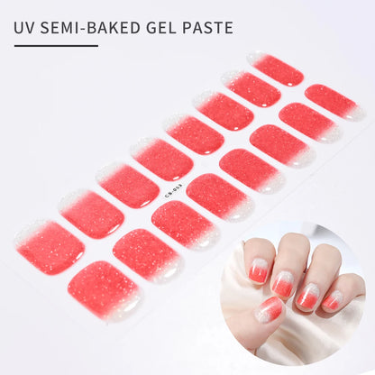14pc Transparent Semi Cured Gel Nail Strips Nail Strengthening