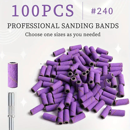 100Pcs Professional Nail Drill Sanding Bands, Bits for Manicure and Pedicure Tools