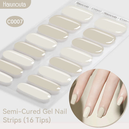 Gradient Auroras Semi Cured Sparkly Gel Nail Strips with UV/LED Nail Lamps