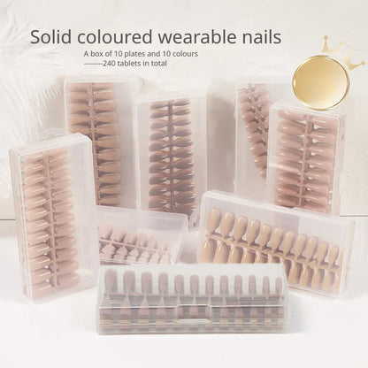 240 Nail Tips, Box of 10 Simple Wear Nail Solid Colours Press On Wearable Nails