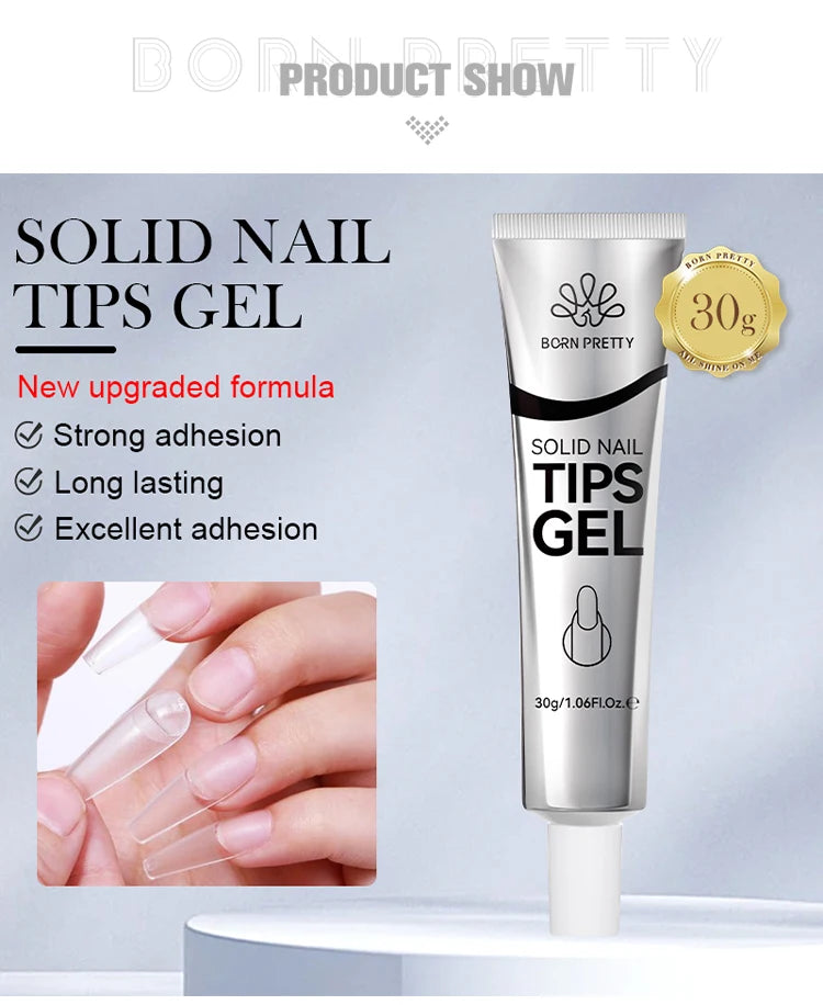 BORN PRETTY 30ml Solid Nail Tips Gel with 24Pcs