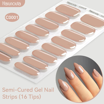 Gradient Auroras Semi Cured Sparkly Gel Nail Strips with UV/LED Nail Lamps