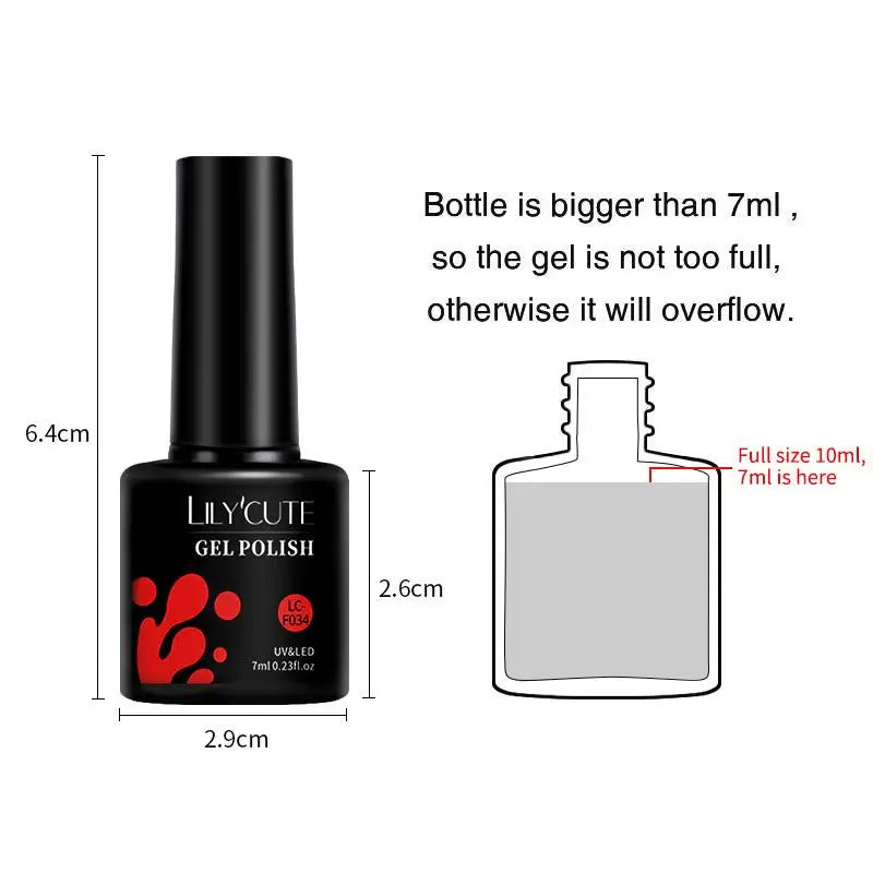 LILYCUTE 7ml 6pc Glitter Gel Nail Polish Set V