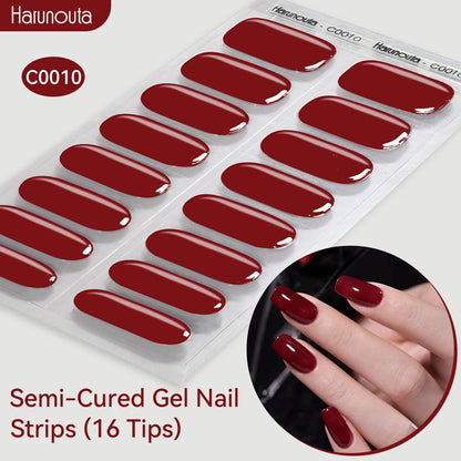 Gradient Auroras Semi Cured Sparkly Gel Nail Strips with UV/LED Nail Lamps