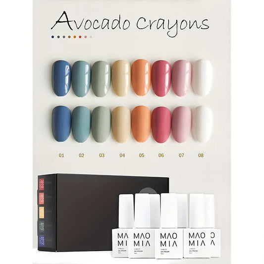 Maomia Nail Gel Polish 8pcs Set Crayon Colors