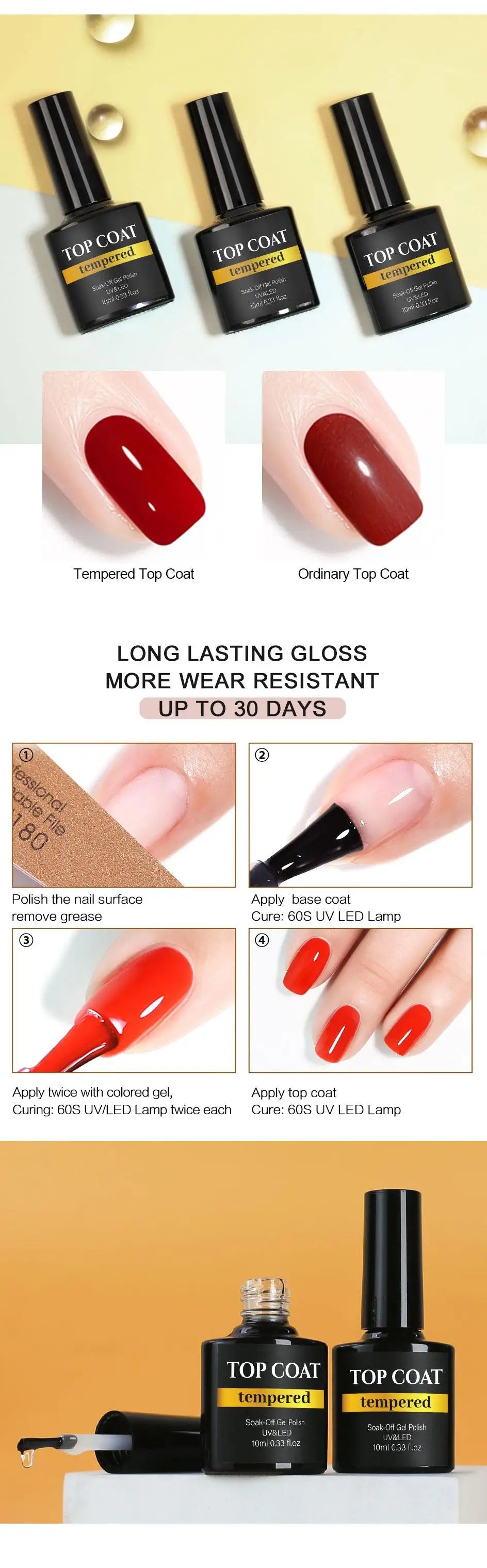 NAILCO 10/15ml Tempered Top Coat Gel Polish