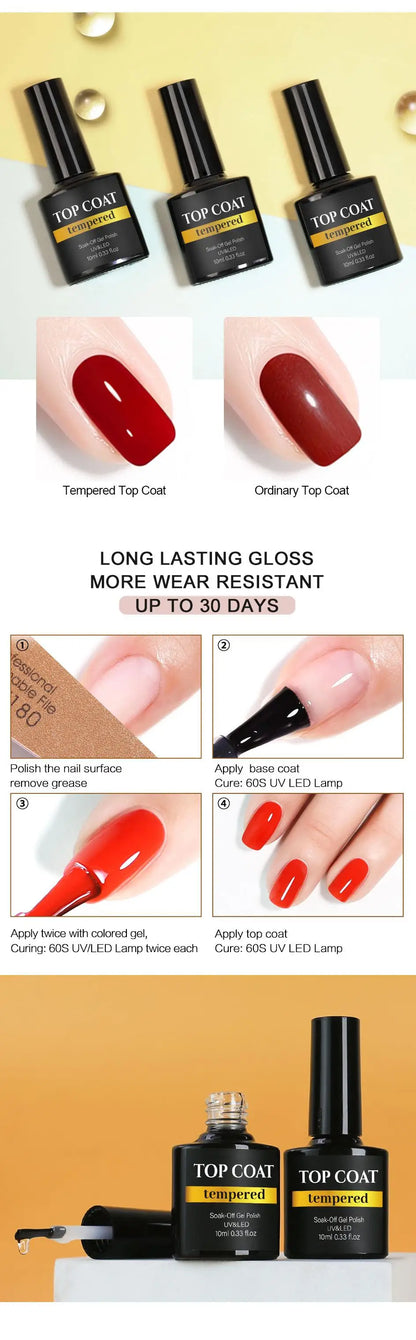 NAILCO 10/15ml Tempered Top Coat Gel Polish