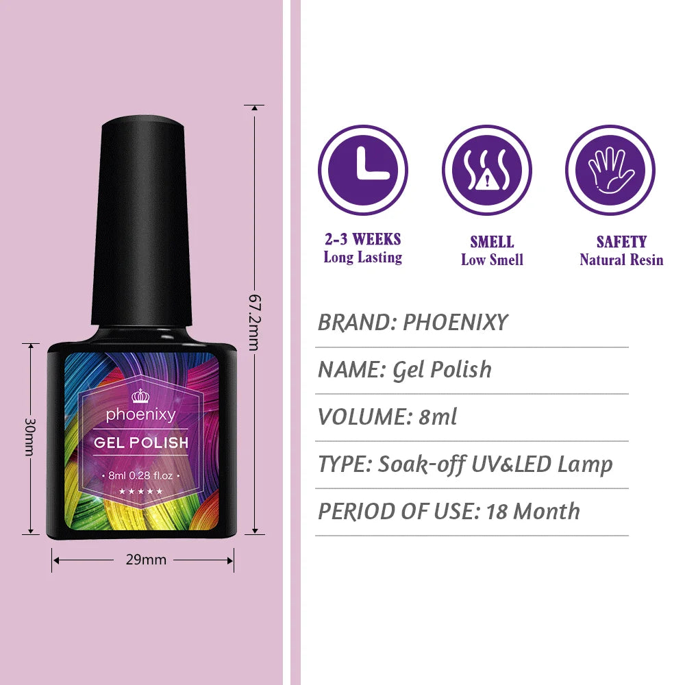 UV LED Gel Nail Polish 70 Colors Glitter 7ml