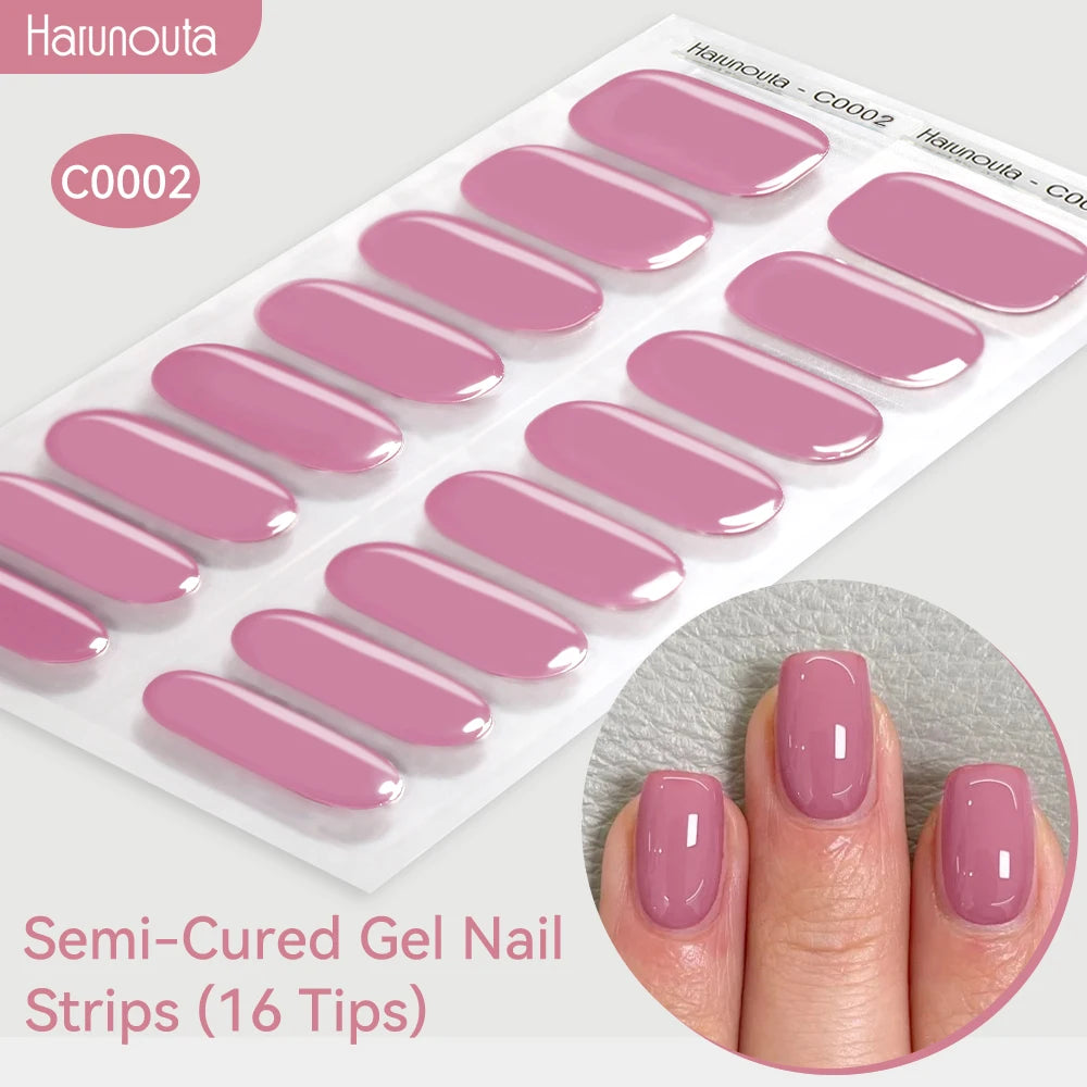 Gradient Auroras Semi Cured Sparkly Gel Nail Strips with UV/LED Nail Lamps