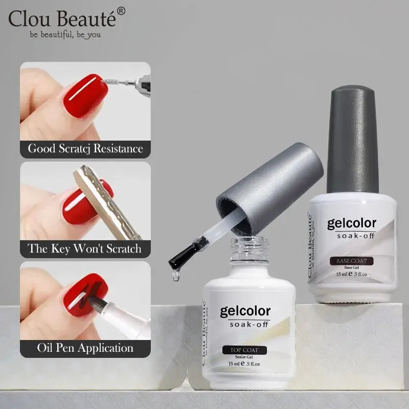 Clou Beaute No Wipe Top and Base Coat Gel Polish