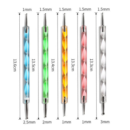 5pc Set Double Headed Nail Dotting Tool