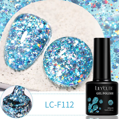 LILYCUTE 7ml 6pc Glitter Gel Nail Polish Set V
