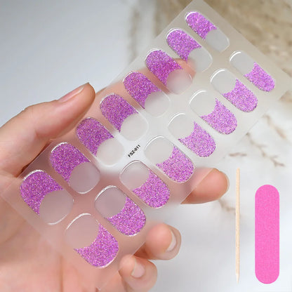 1 Sheet Semi-Cured Gel Nail Strips Waterproof Long Lasting